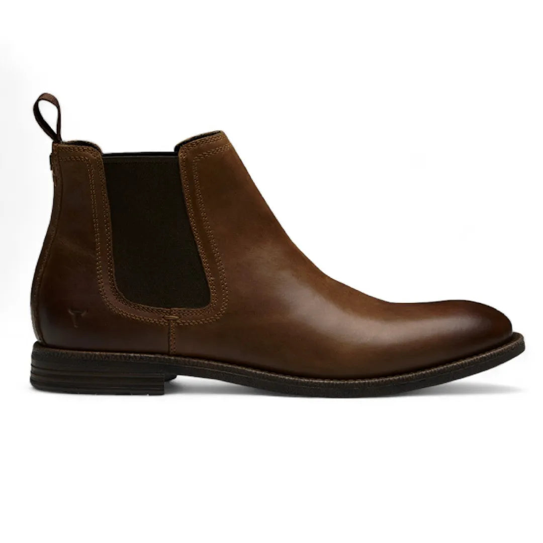 Sergio - Botas Chelsea de cuero marrón sin cordones para hombre