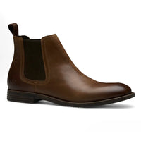 Sergio - Botas Chelsea de cuero marrón sin cordones para hombre