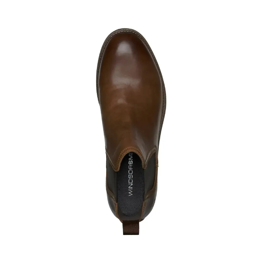 Sergio - Botas Chelsea de cuero marrón sin cordones para hombre