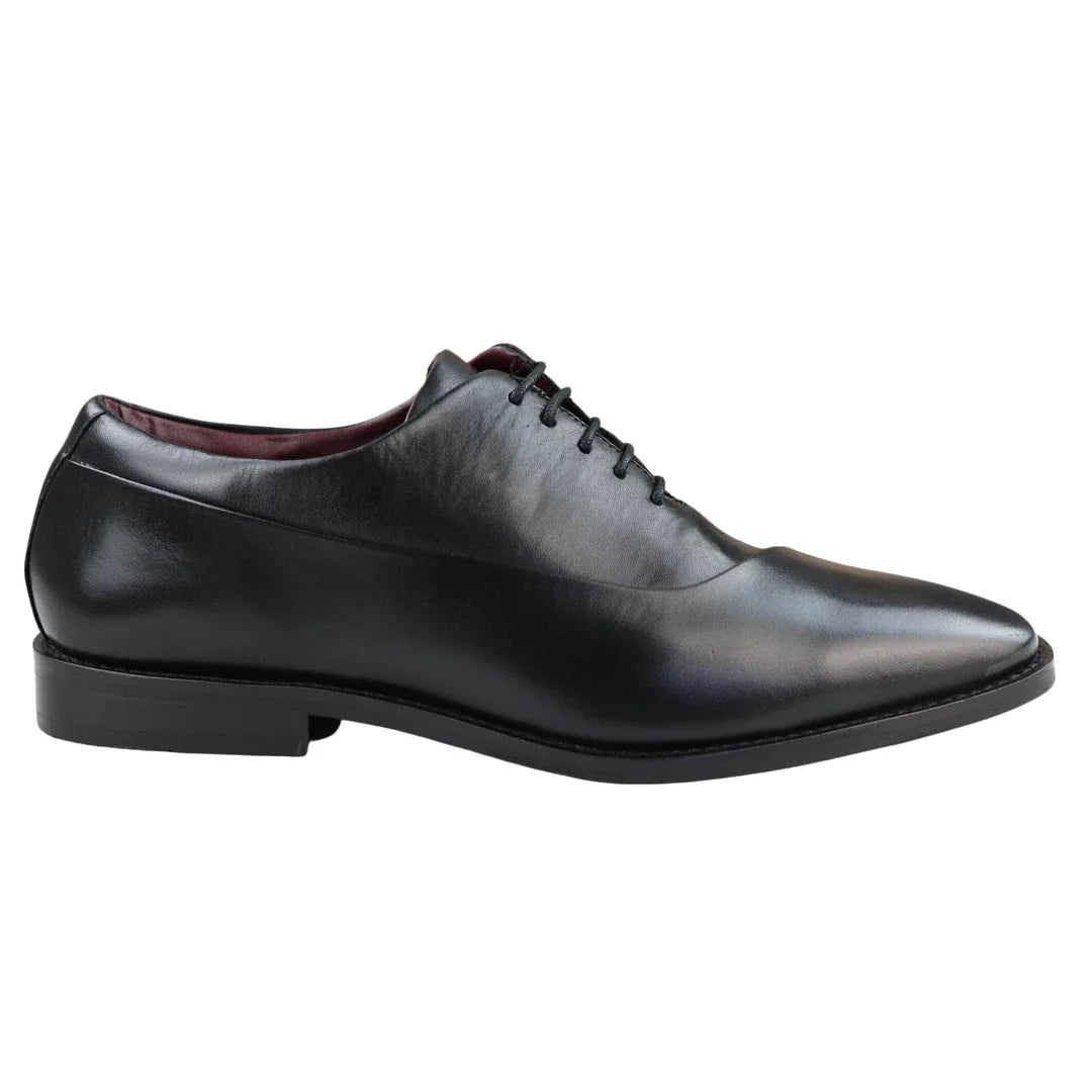 Zapatos Derby de cuero auténtico con cordones para hombre, elegantes, formales, clásicos, negros.