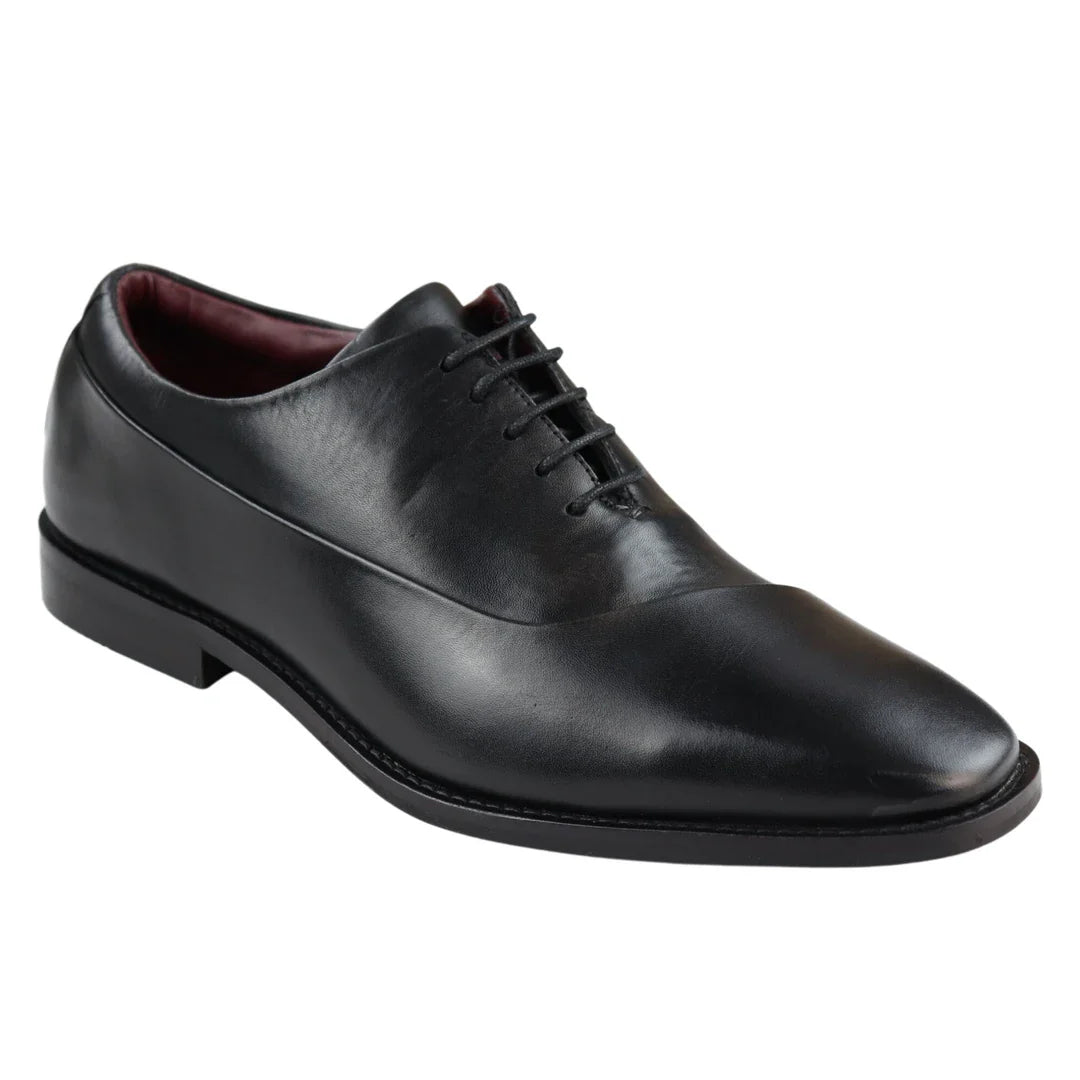 Zapatos Derby de cuero auténtico con cordones para hombre, elegantes, formales, clásicos, negros.