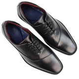 Zapatos Derby de cuero auténtico con cordones para hombre, elegantes, formales, clásicos, negros.