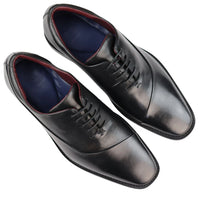 Zapatos Derby de cuero auténtico con cordones para hombre, elegantes, formales, clásicos, negros.