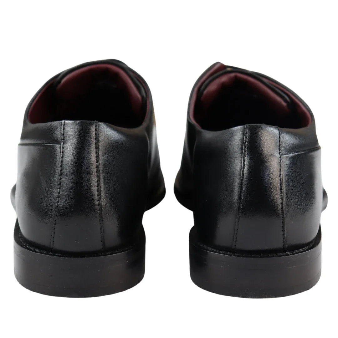 Zapatos Derby de cuero auténtico con cordones para hombre, elegantes, formales, clásicos, negros.