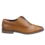 Zapatos Derby de cuero auténtico con cordones para hombre, elegantes, formales, clásicos, color marrón claro.