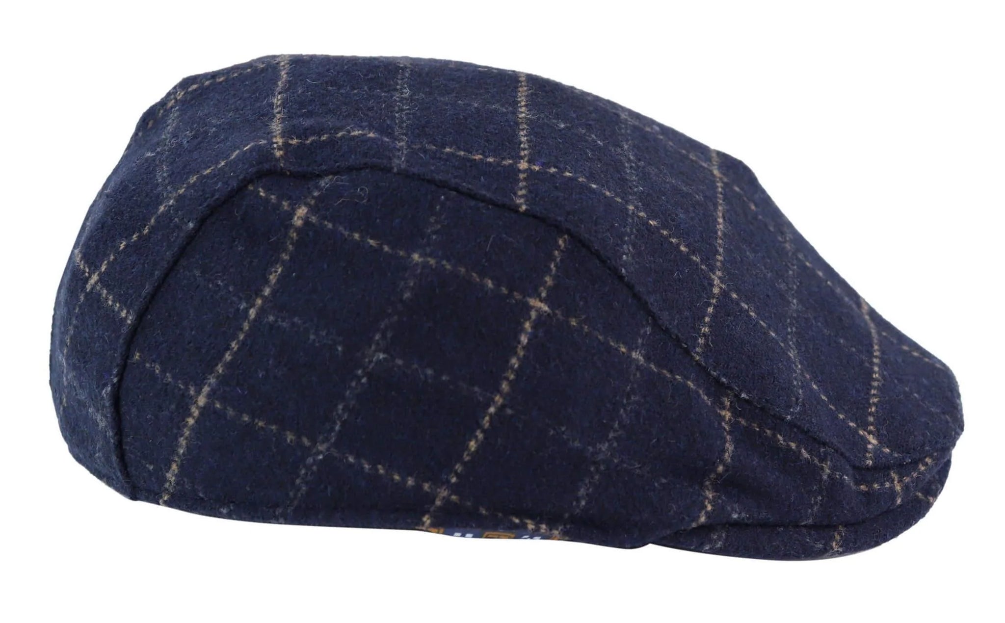 Gorro de abuelo a cuadros azul marino para hombre
