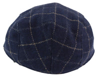 Gorro de abuelo a cuadros azul marino para hombre