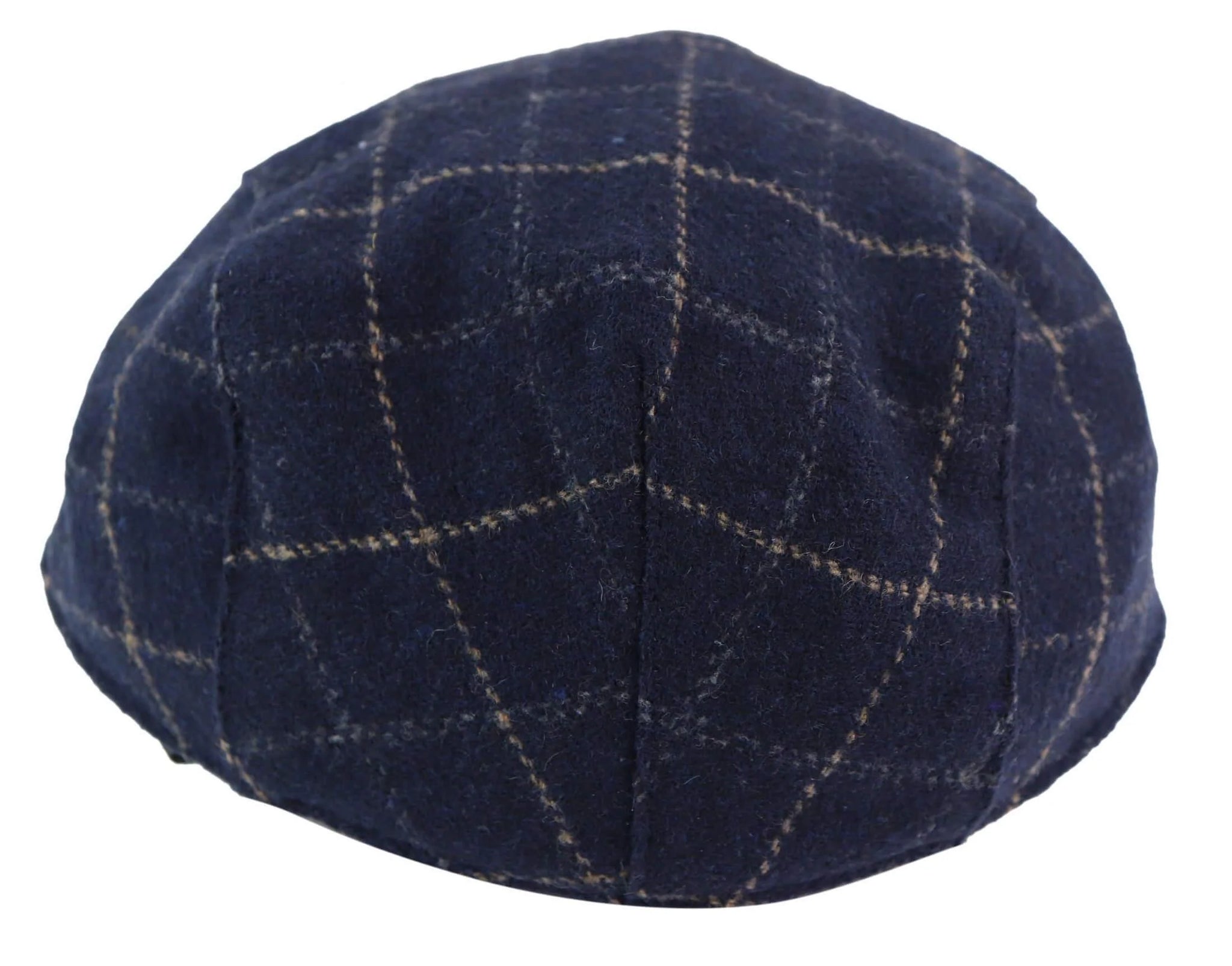 Gorro de abuelo a cuadros azul marino para hombre