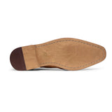 Zapatos brogue con cordones para hombre, sastrería clásica, color marrón claro, estilo vintage, formal y elegante.