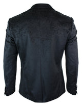 Chaqueta tipo blazer de terciopelo negro con estampado paisley para hombre de Marc Darcy Simon, estilo elegante e informal.
