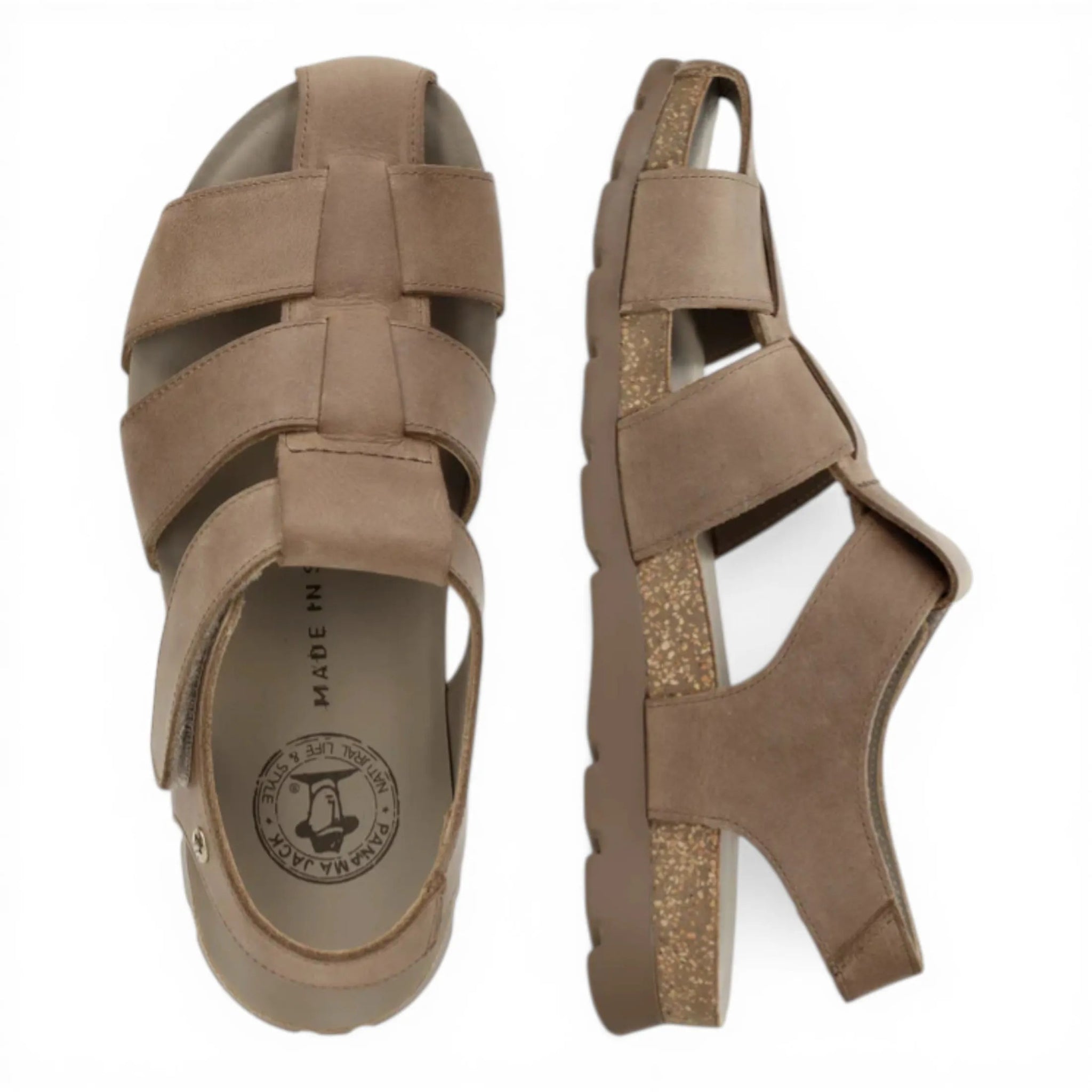 Sandalias Stanley C8 para hombre, impermeables, de piel color topo.