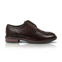 Zapatos Stokes para hombre, de piel marrón, con puntera de ala y cordones, estilo brogue.