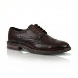 Zapatos Stokes para hombre, de piel marrón, con puntera de ala y cordones, estilo brogue.