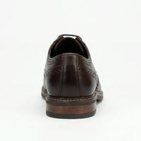 Zapatos Stokes para hombre, de piel marrón, con puntera de ala y cordones, estilo brogue.