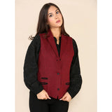 Chaleco de mujer de tweed con estampado de espiga, color rojo vino, estilo clásico de los años 20.
