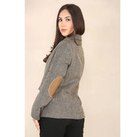 Blazer clásico de tweed con diseño de espiga para mujer, color marrón roble.