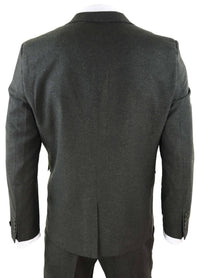 Traje de tres piezas de tweed de lana verde oliva para hombre - STZ11
