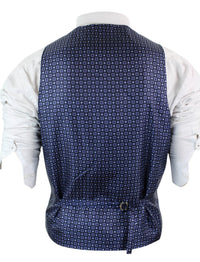 Chaleco azul de hombre de lana tweed con estampado de espiga estilo Peaky Blinders, estilo vintage retro.