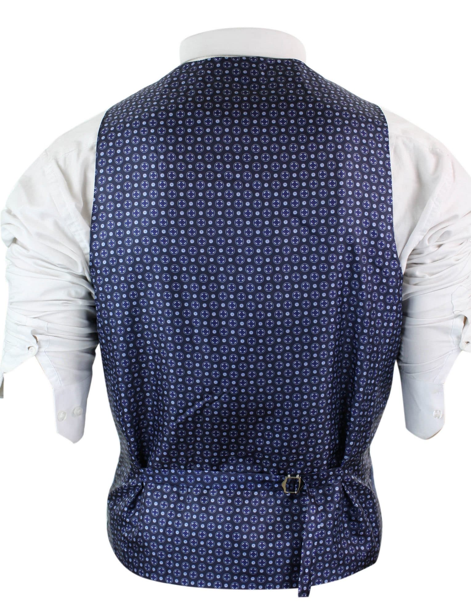Chaleco azul de hombre de lana tweed con estampado de espiga estilo Peaky Blinders, estilo vintage retro.