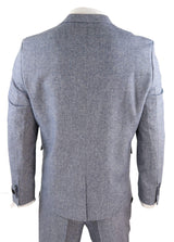 Traje de tres piezas de tweed vintage azul claro para hombre - STZ13