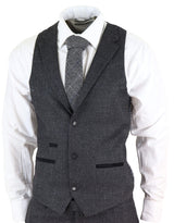 Traje de hombre de 3 piezas de tweed negro estilo vintage - STZ14