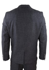 Traje de hombre de 3 piezas de tweed negro estilo vintage - STZ14