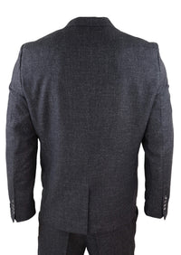 Traje de hombre de 3 piezas de tweed negro estilo vintage - STZ14