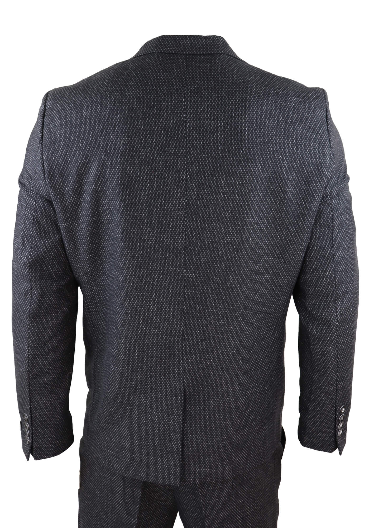 Traje de hombre de 3 piezas de tweed negro estilo vintage - STZ14