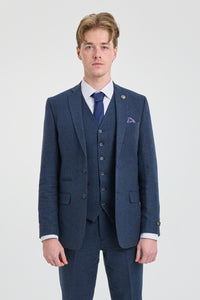 Traje de lana azul marino para hombre estilo Peaky Blinders