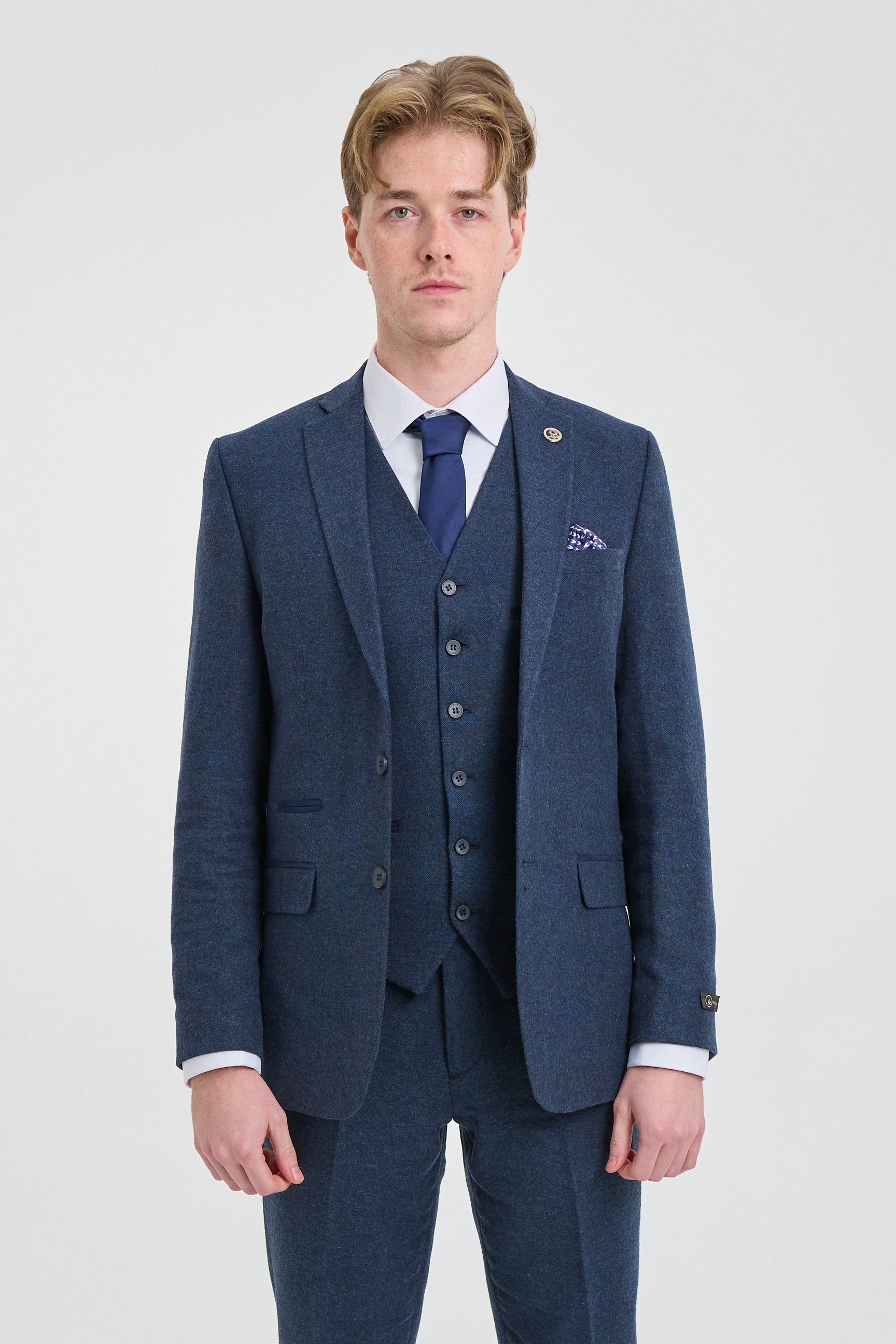 Traje de lana azul marino para hombre estilo Peaky Blinders