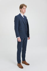 Traje de lana azul marino para hombre estilo Peaky Blinders