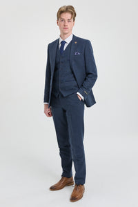 Traje de lana azul marino para hombre estilo Peaky Blinders