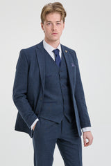 Traje de lana azul marino para hombre estilo Peaky Blinders