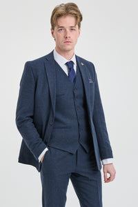Traje de lana azul marino para hombre estilo Peaky Blinders
