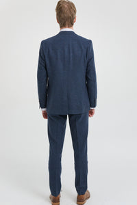 Traje de lana azul marino para hombre estilo Peaky Blinders