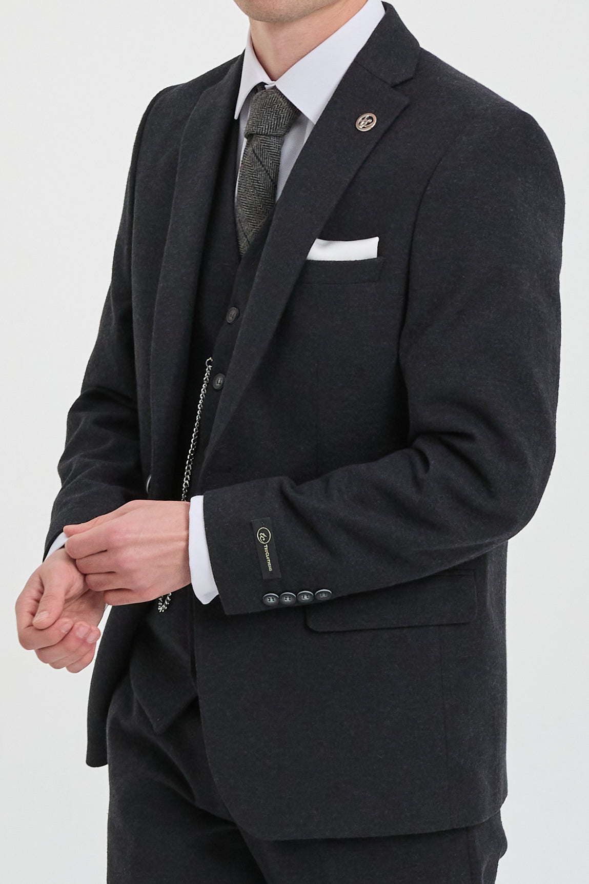 Traje negro vintage de hombre de los años 20