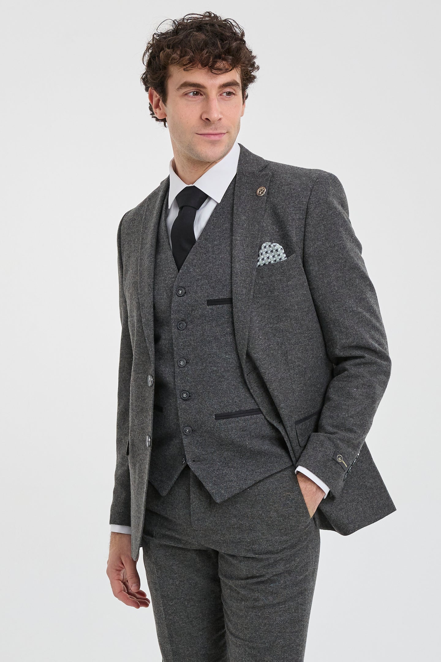 Traje de hombre de lana gris estilo Peaky Blinders de los años 20