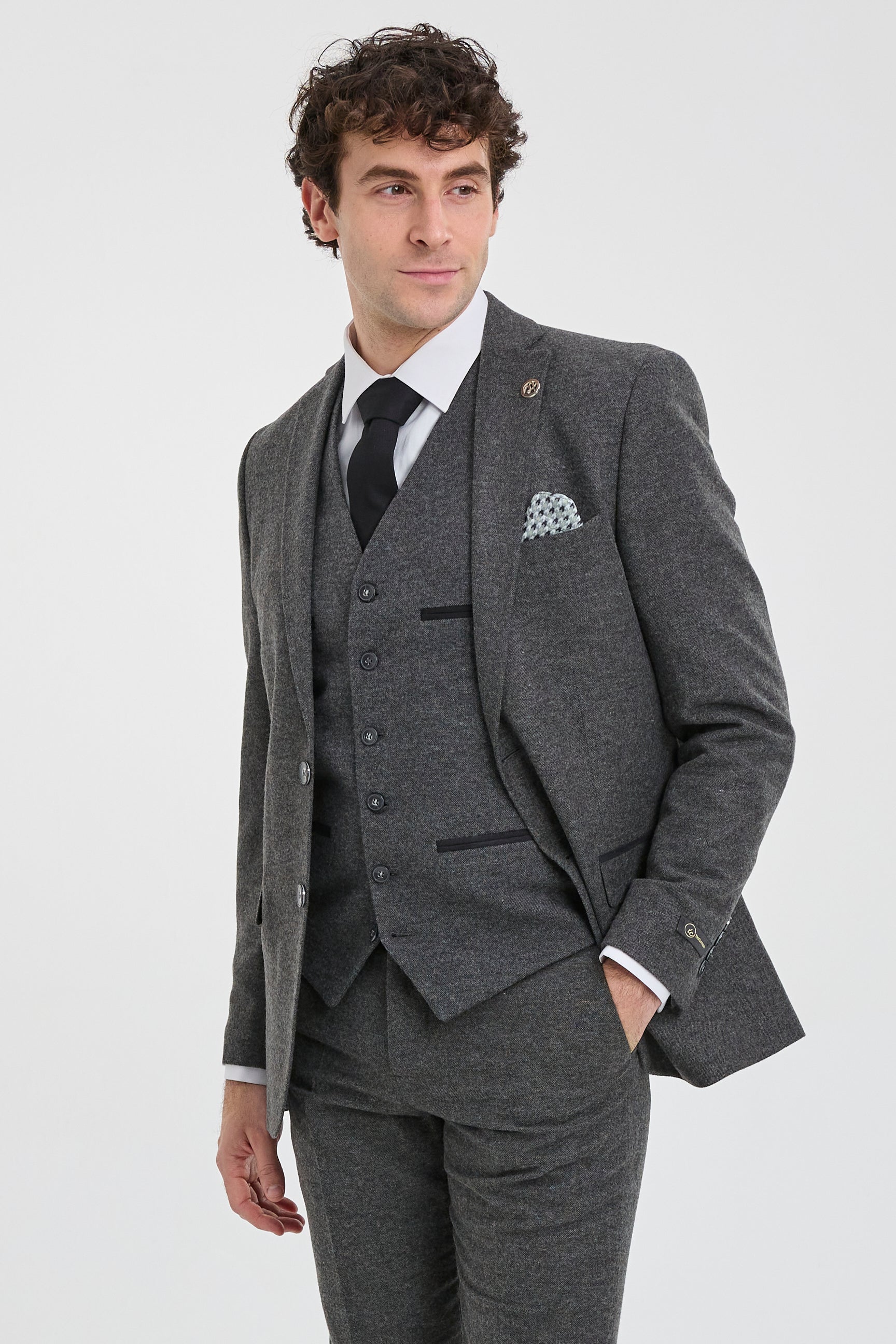 Traje de hombre de lana gris estilo Peaky Blinders de los años 20