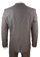 Traje de hombre de tres piezas a rayas color beige