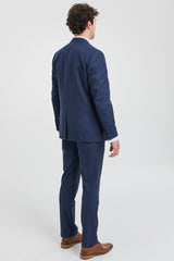 Traje de hombre de tres piezas a rayas azul marino