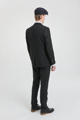 Traje de tres piezas negro a rayas para hombre