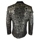 STZ64-65 - Blazer de terciopelo con estampado floral Paisley para hombre, color negro.