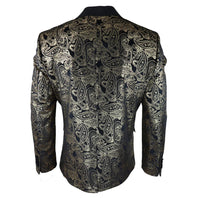 STZ64-65 - Blazer de terciopelo con estampado floral Paisley para hombre, color negro.