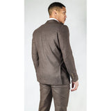 STZ92 - Traje de dos piezas cruzado marrón para hombre