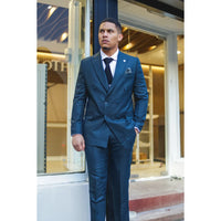 STZ93 - Traje de dos piezas cruzado verde para hombre