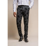 Georgi - Pantalones negros florales para hombre