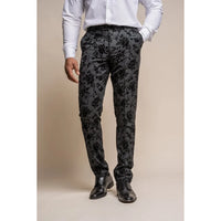 Georgi - Pantalones negros florales para hombre