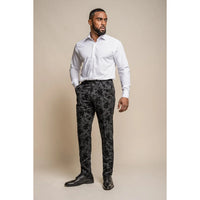 Georgi - Pantalones negros florales para hombre