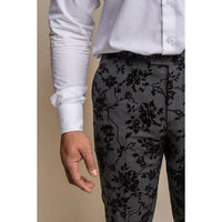 Georgi - Pantalones negros florales para hombre