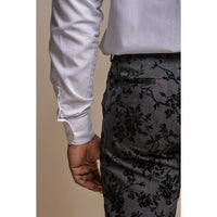 Georgi - Pantalones negros florales para hombre